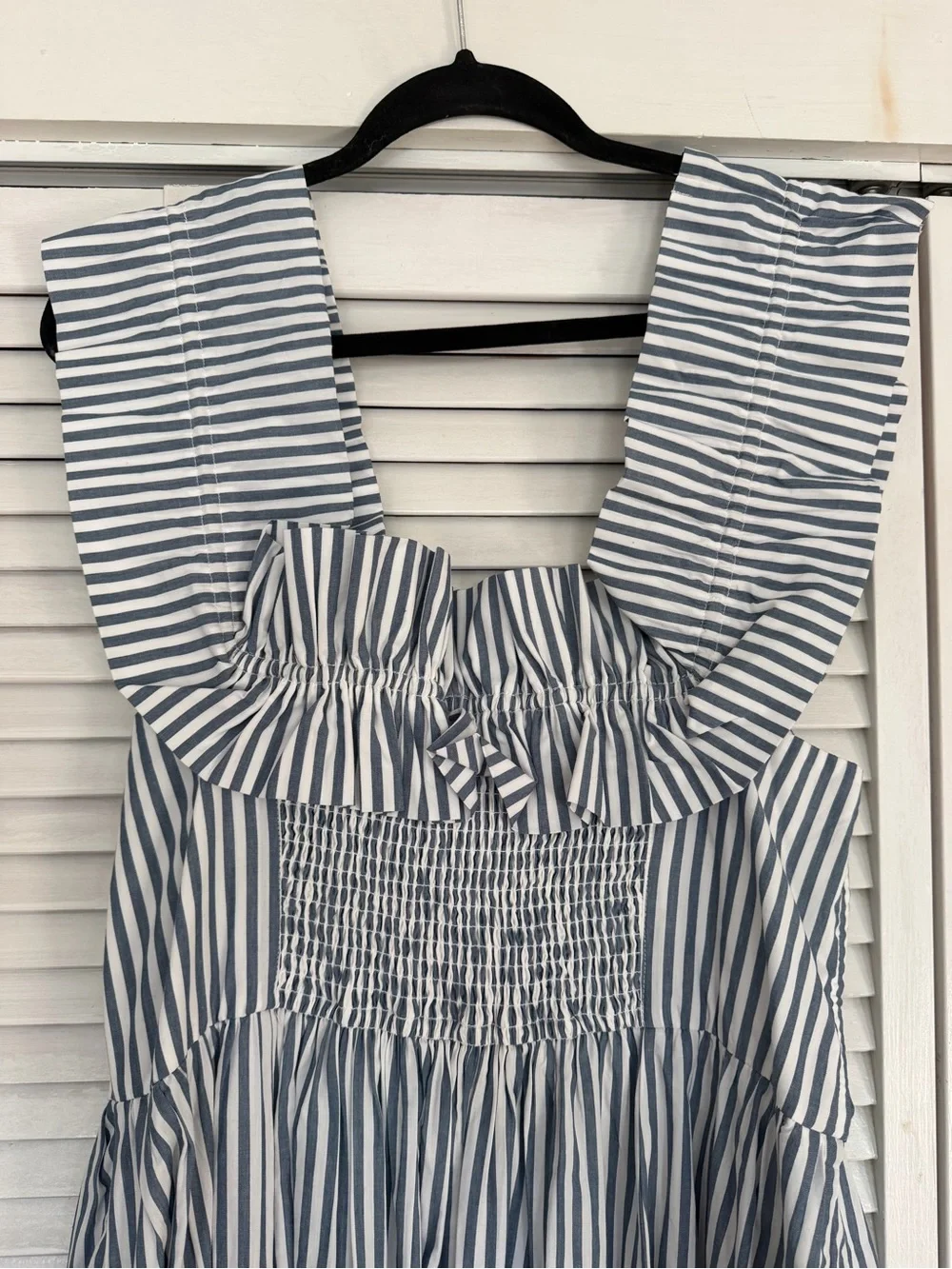 Abercrombie & Fitch Blue and White Striped Ruffle Sundress - Petite